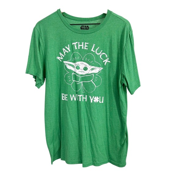 Star Wars May The Luck Be With You Shamrock Yoda‎ T-Shirt Top Green XL - Picture 1 of 5